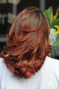 Semi-permanent colour applied on natural, never before-coloured brown hair - by René