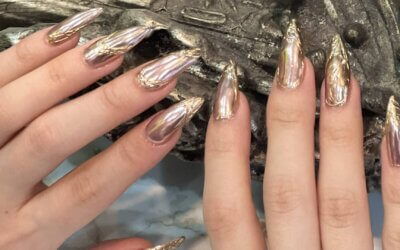 Japanese Jewels at Your Fingertips; Glamorous Chrome Nail Art